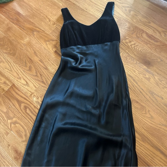 Vintage R Wear Rampage Black Satin Velvet Maxi Dress 90s Y2K Whimsigoth Sz 5 - Picture 10 of 11